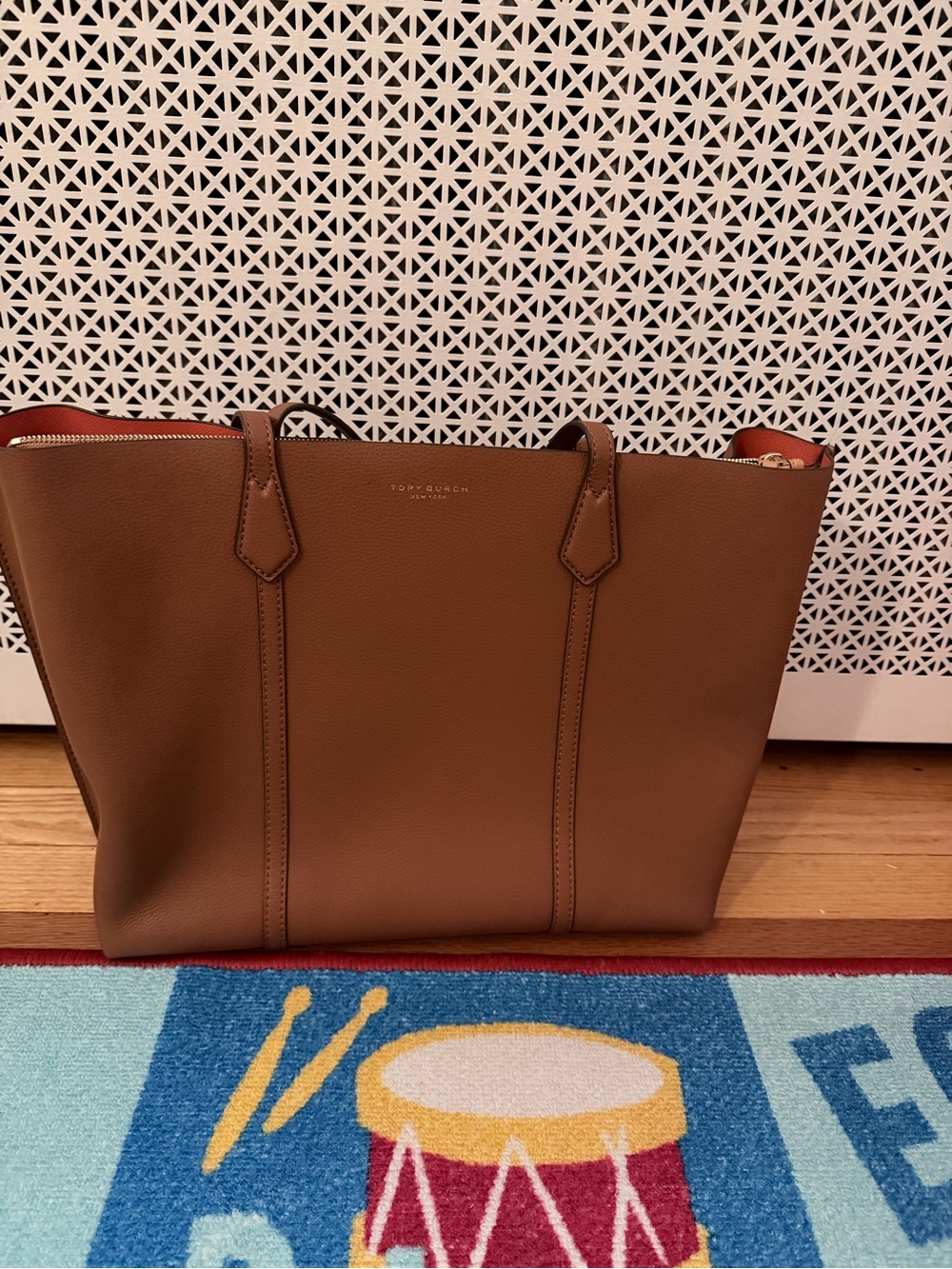 Tory Burch Brown Leather Tote with Gold Accents